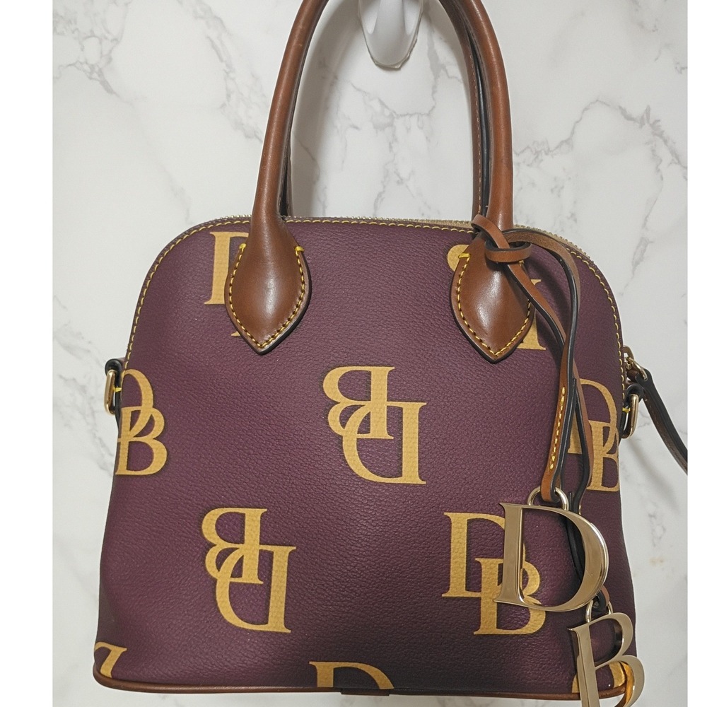 DOONEY & BOURKE Wine Monogram Domed Satchel - EUC